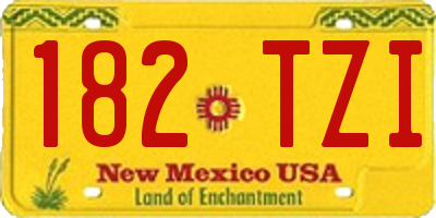 NM license plate 182TZI