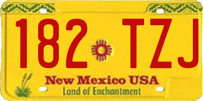 NM license plate 182TZJ