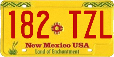 NM license plate 182TZL