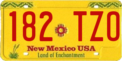 NM license plate 182TZO