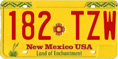 NM license plate 182TZW