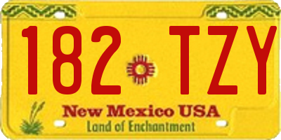 NM license plate 182TZY