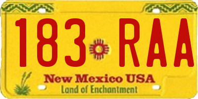 NM license plate 183RAA