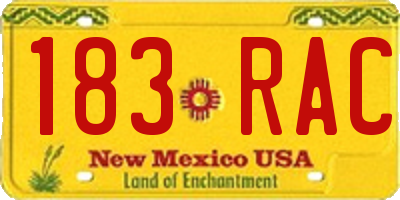 NM license plate 183RAC