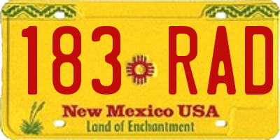 NM license plate 183RAD