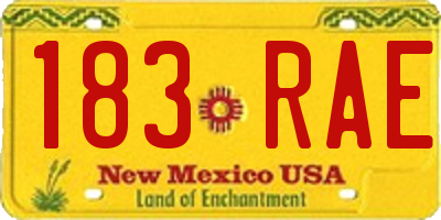 NM license plate 183RAE