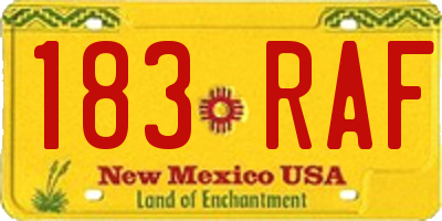NM license plate 183RAF