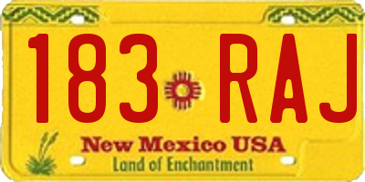 NM license plate 183RAJ