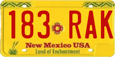 NM license plate 183RAK