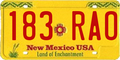 NM license plate 183RAO