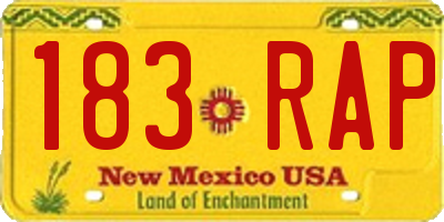 NM license plate 183RAP