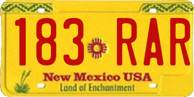 NM license plate 183RAR