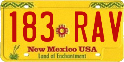 NM license plate 183RAV