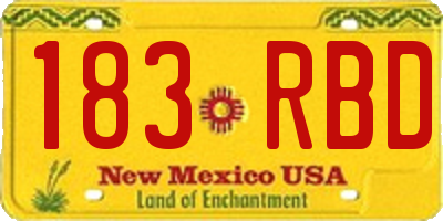 NM license plate 183RBD