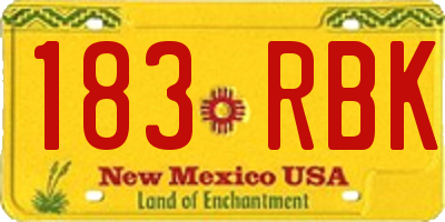 NM license plate 183RBK