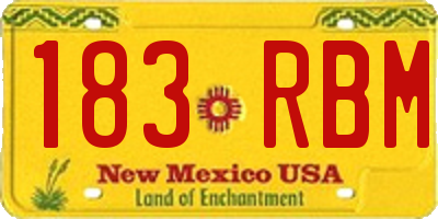 NM license plate 183RBM