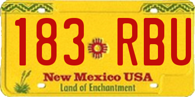 NM license plate 183RBU