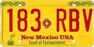 NM license plate 183RBV