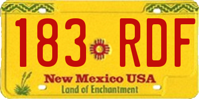NM license plate 183RDF