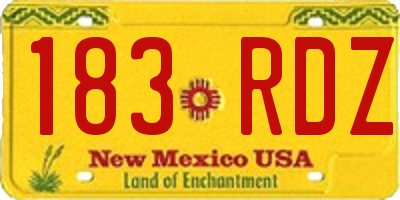 NM license plate 183RDZ
