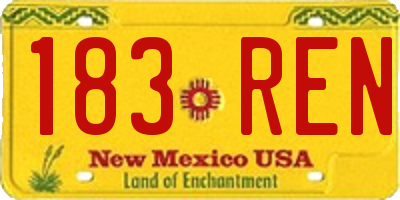 NM license plate 183REN