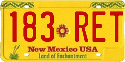 NM license plate 183RET