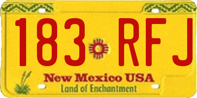 NM license plate 183RFJ