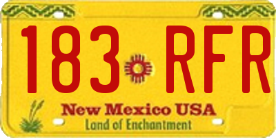 NM license plate 183RFR