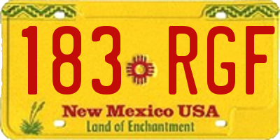 NM license plate 183RGF