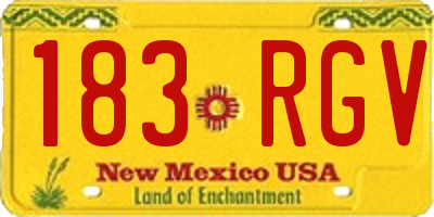 NM license plate 183RGV