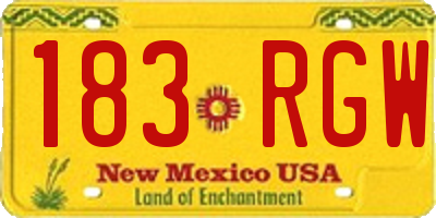 NM license plate 183RGW