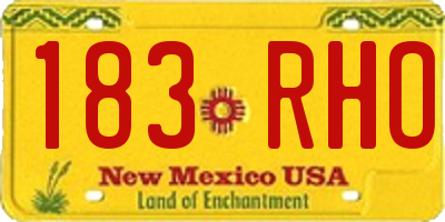 NM license plate 183RHO