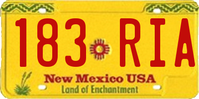 NM license plate 183RIA