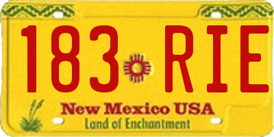 NM license plate 183RIE