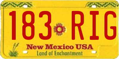 NM license plate 183RIG