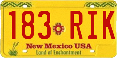 NM license plate 183RIK
