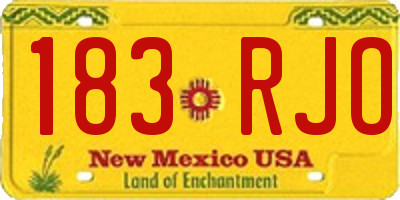 NM license plate 183RJO