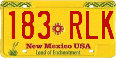 NM license plate 183RLK