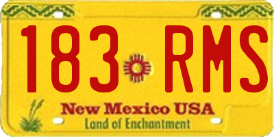 NM license plate 183RMS