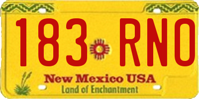 NM license plate 183RNO