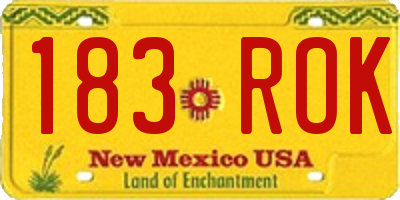 NM license plate 183ROK
