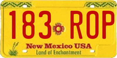 NM license plate 183ROP