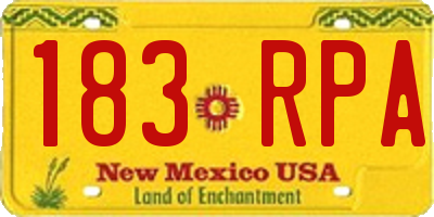 NM license plate 183RPA