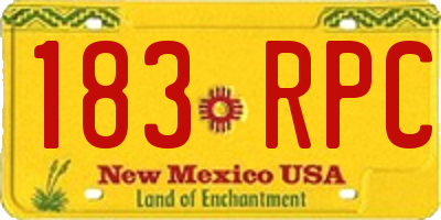 NM license plate 183RPC
