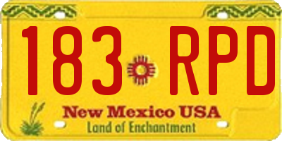NM license plate 183RPD