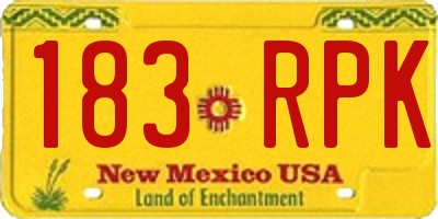 NM license plate 183RPK