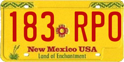 NM license plate 183RPO
