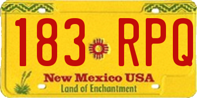 NM license plate 183RPQ