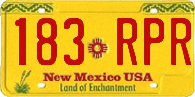NM license plate 183RPR