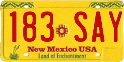 NM license plate 183SAY